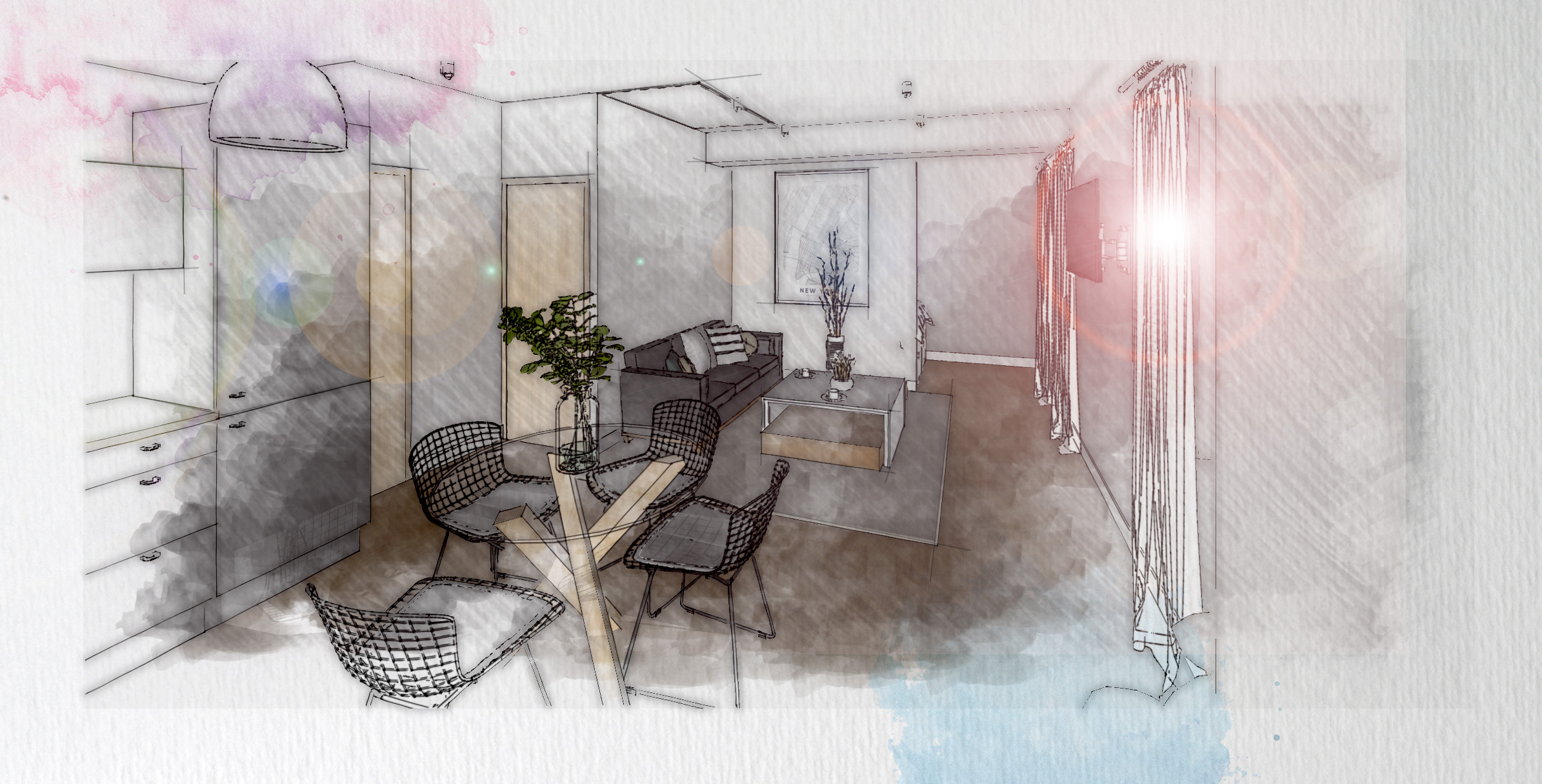 dessin aquarelle decoration interieure